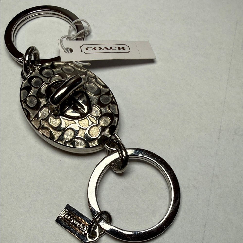 COACH Rare Silver Dual Key Fob. With Tags - Picture 3 of 8